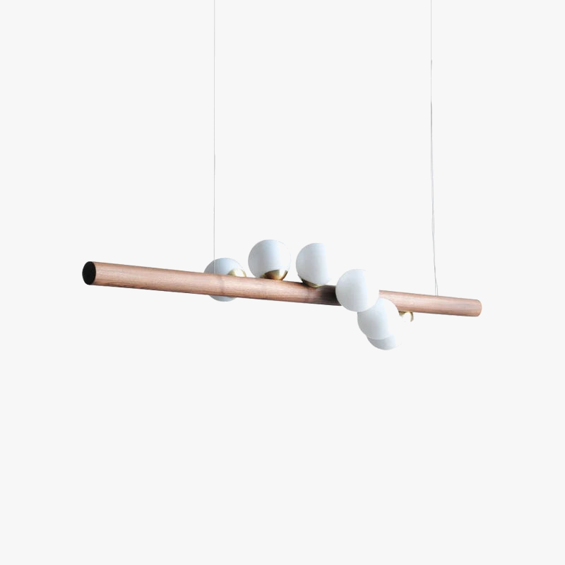 lustre moderne en verre et bois de noyer pour intérieur