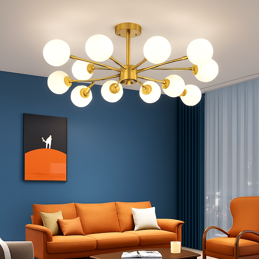 lustre moderne en verre led avec suspension pour décoration maison