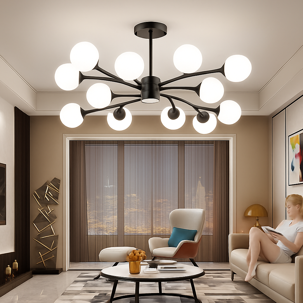 lustre moderne en verre led avec suspension pour décoration maison