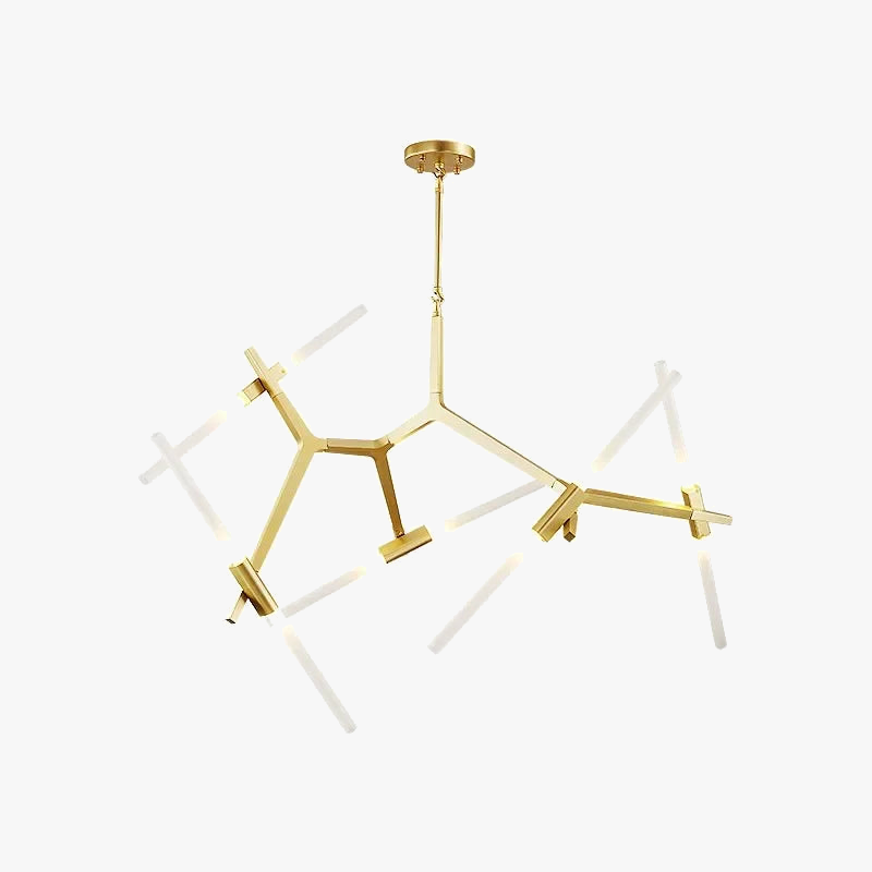 lustre moderne en verre led tube branche pour décoration suspendue