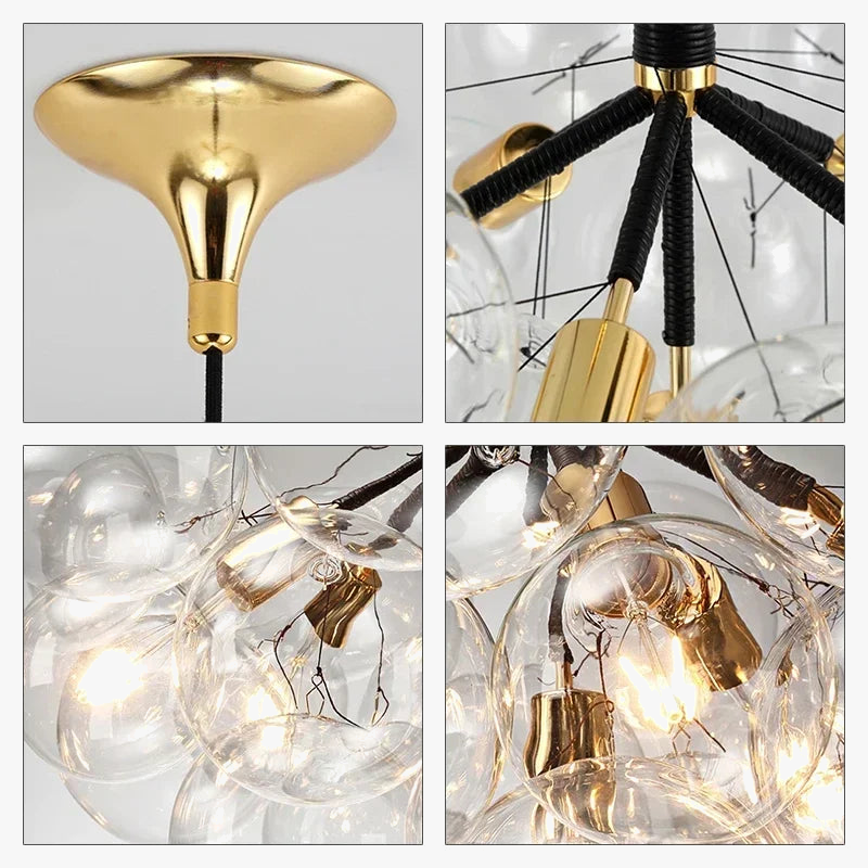 lustre moderne en verre lumineux pour décoration intérieure
