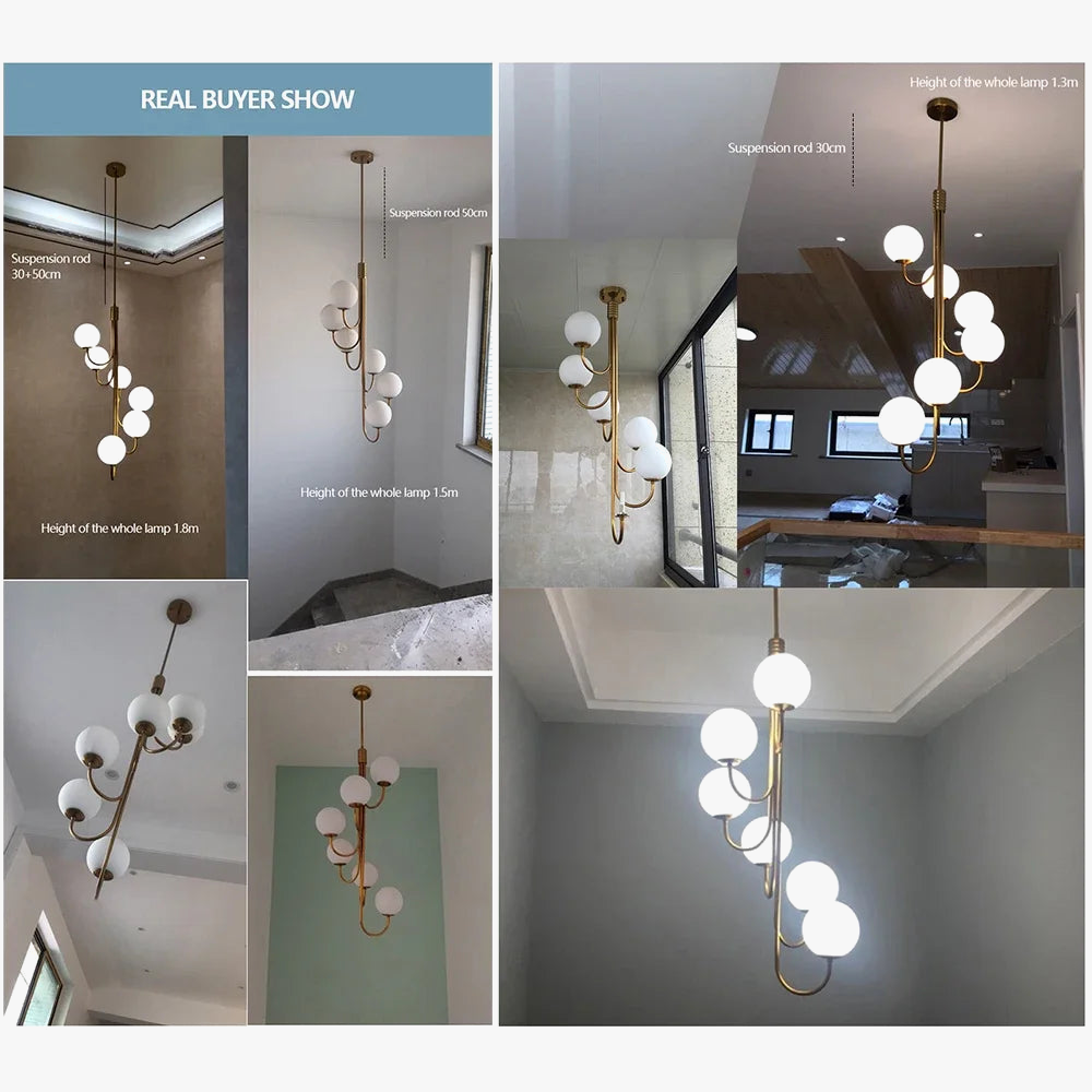 lustre moderne en verre lumineux pour décoration intérieure élégante