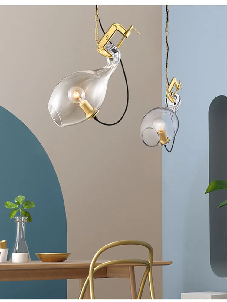 lustre moderne en verre pour bar et salon design
