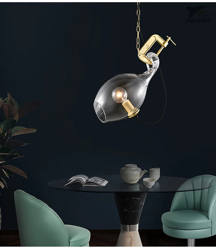 lustre moderne en verre pour bar et salon design