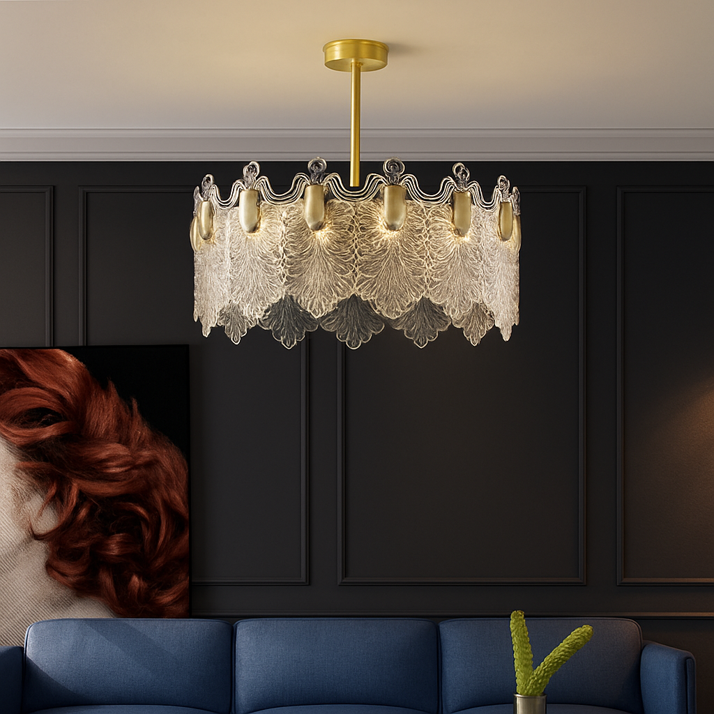 lustre moderne en verre pour décoration intérieure élégante