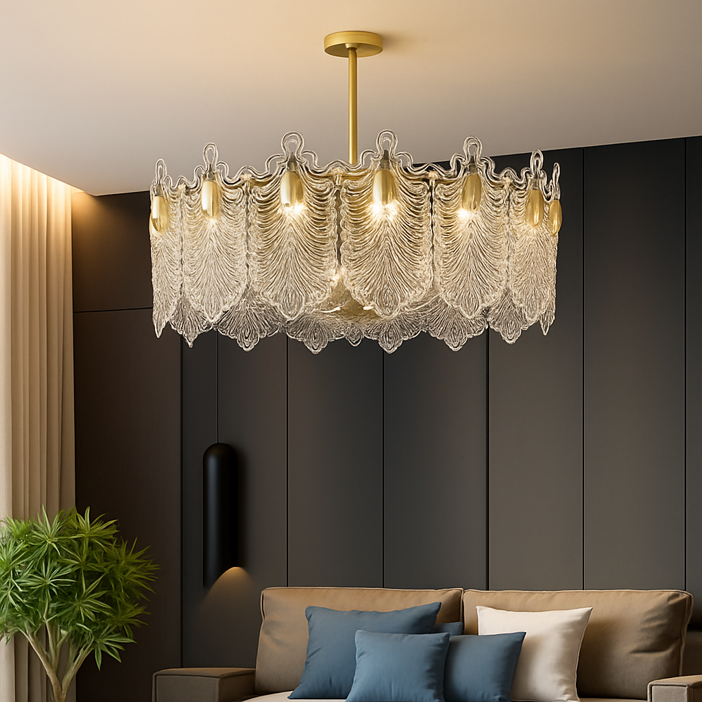 lustre moderne en verre pour décoration intérieure élégante