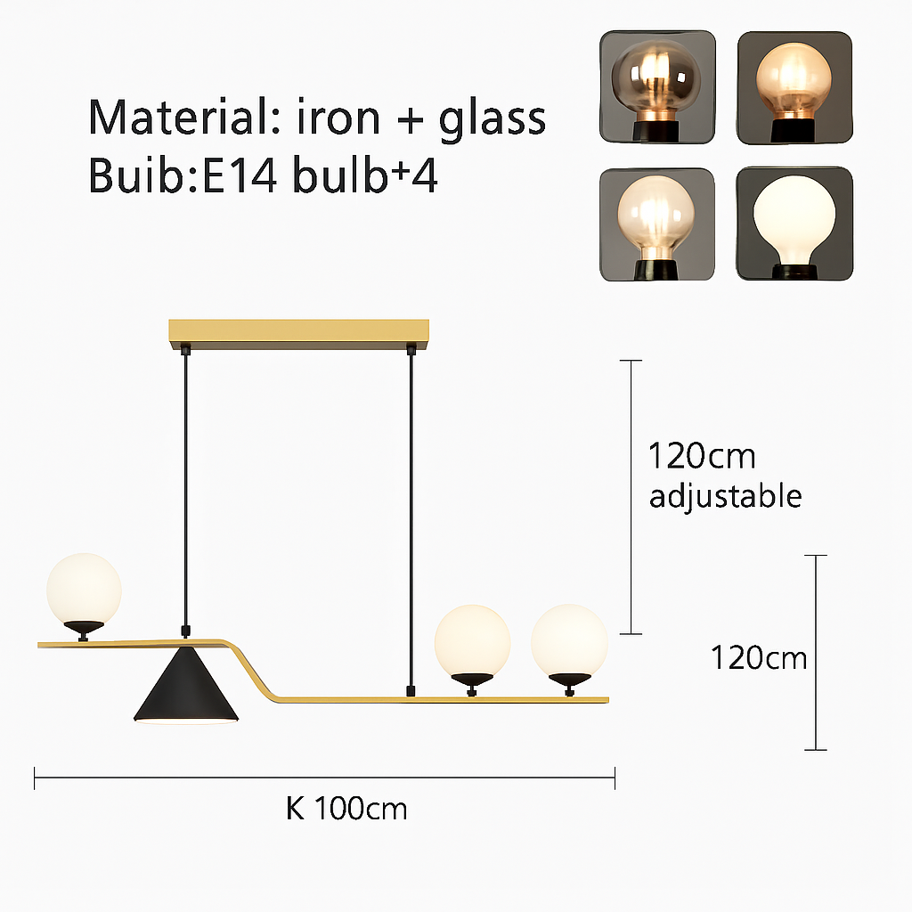 lustre moderne en verre pour restaurant et bar