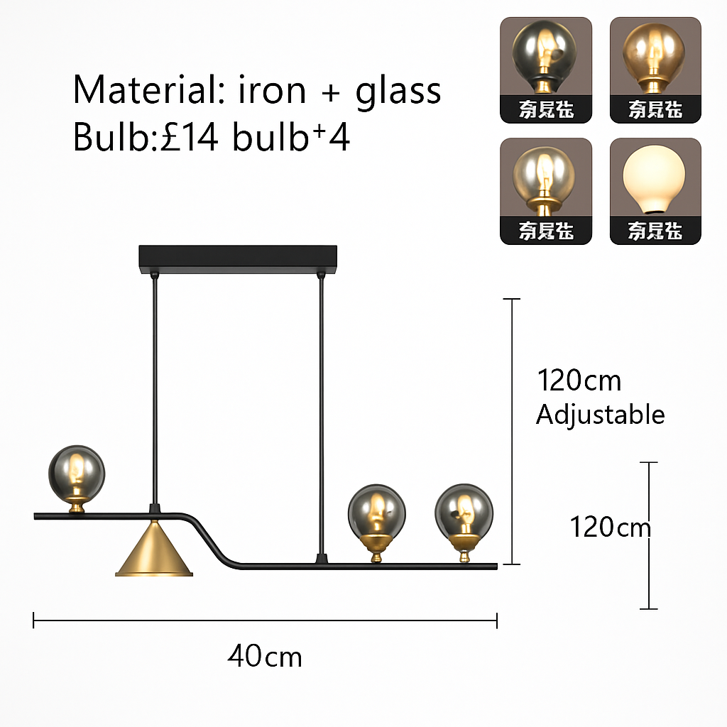 lustre moderne en verre pour restaurant et bar