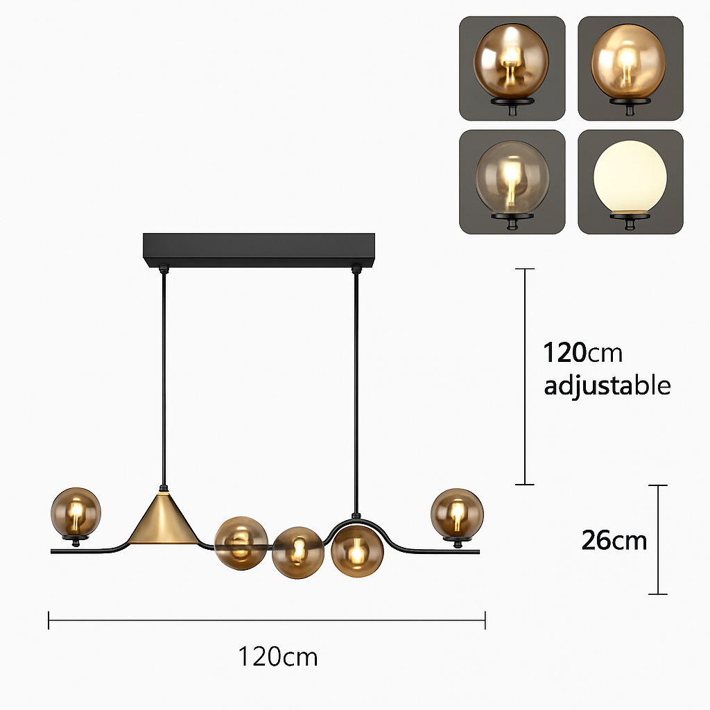 lustre moderne en verre pour restaurant et bar