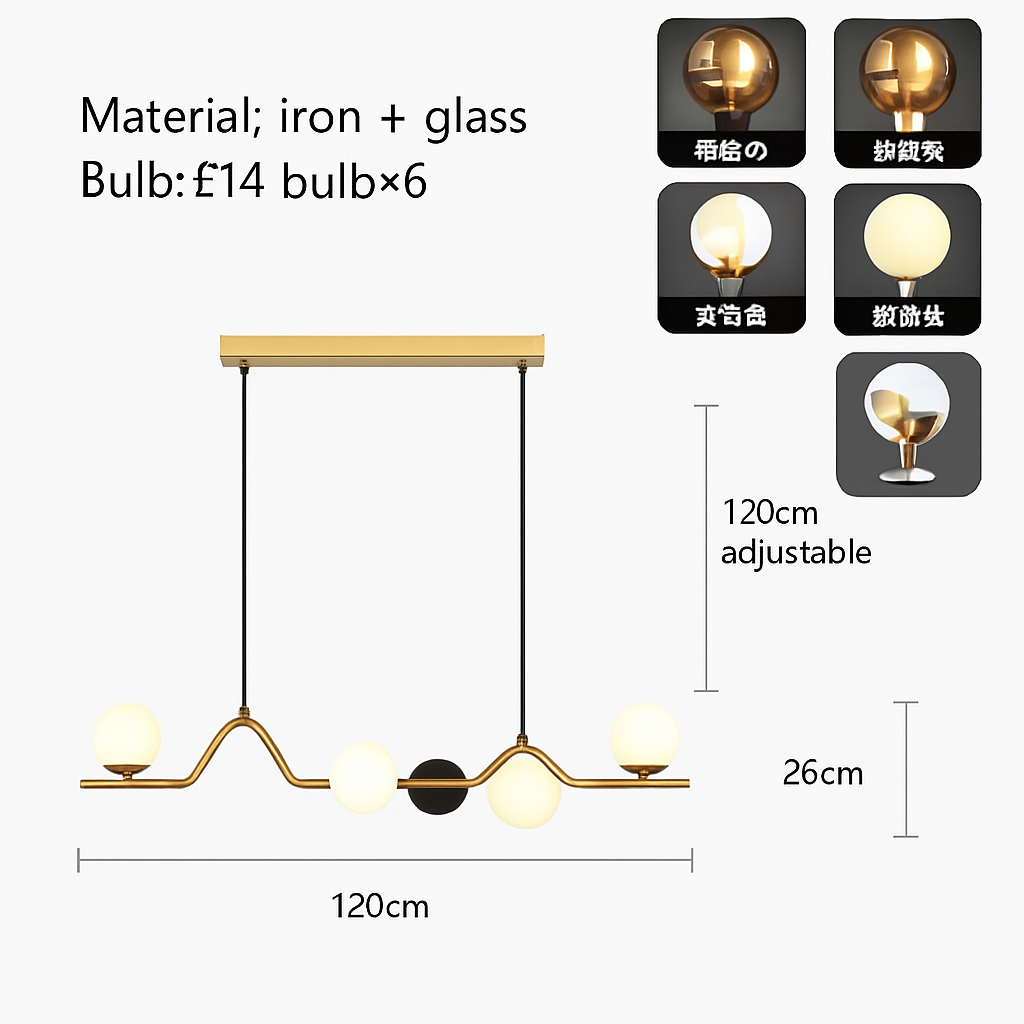 lustre moderne en verre pour restaurant et bar