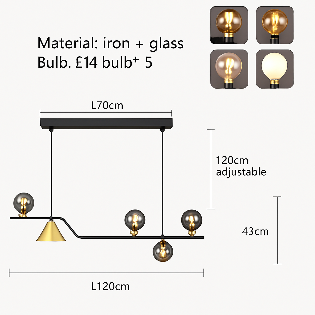 lustre moderne en verre pour restaurant et bar