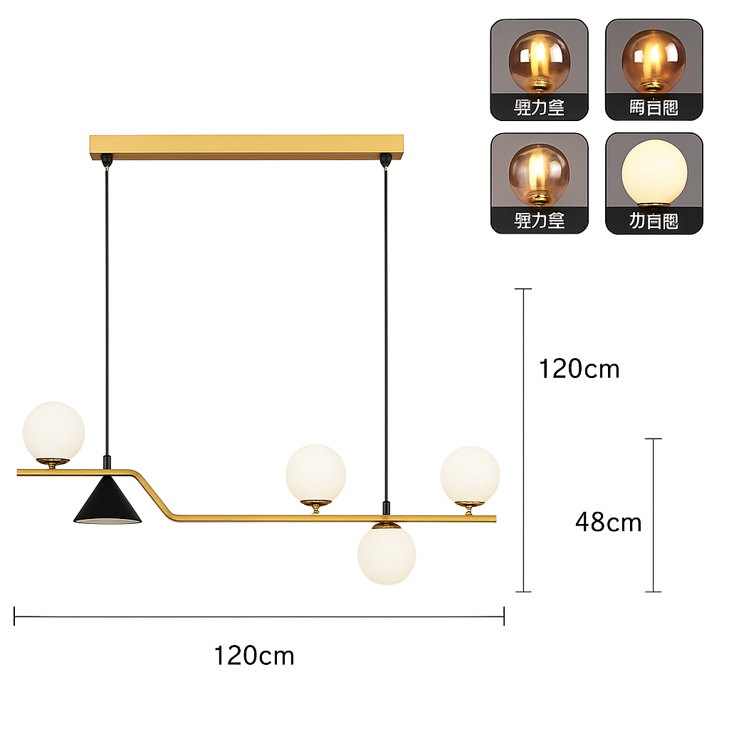 lustre moderne en verre pour restaurant et bar