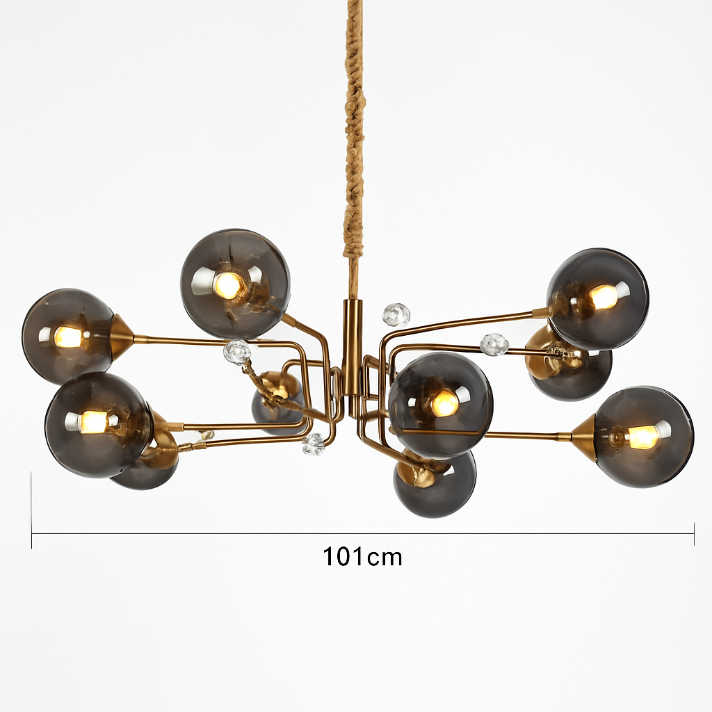 lustre moderne en verre transparent éclairage réglable design élégant