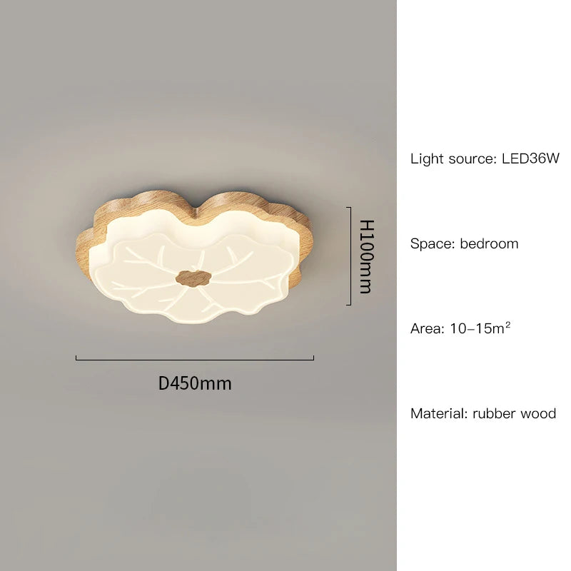lustre moderne imitation bois en forme de feuille d'arbre créatif
