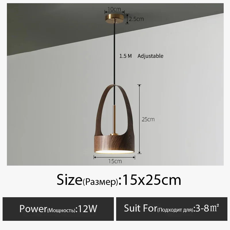 lustre moderne imitation grain de bois style nordique led suspension