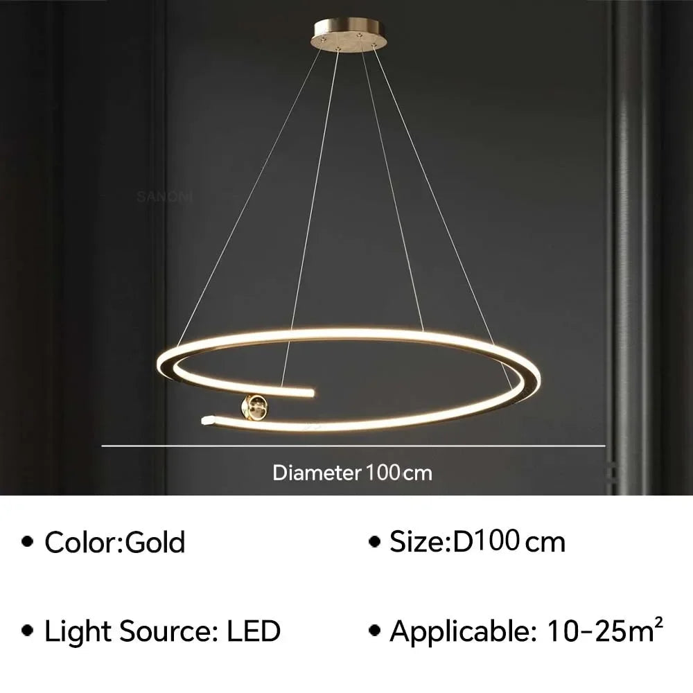 lustre moderne led anneaux pour décoration intérieure