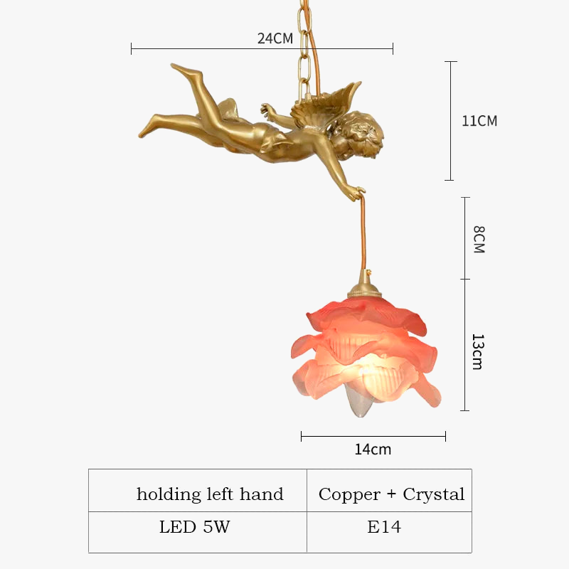 lustre moderne led avec ange en cristal médiéval bronze