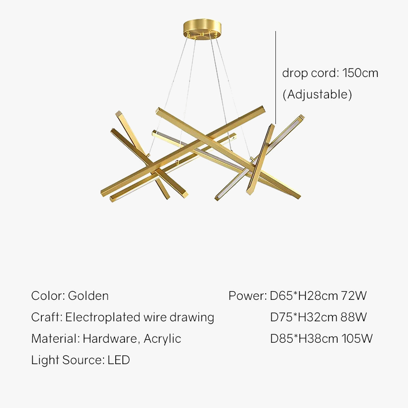 lustre moderne led créatif en métal branche suspension nordique