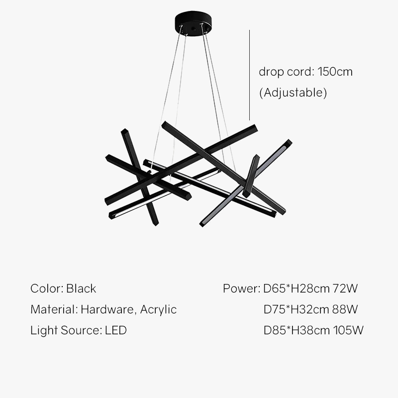 lustre moderne led créatif en métal branche suspension nordique