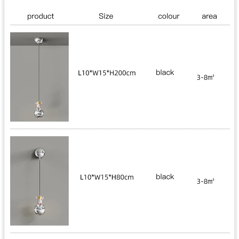 lustre moderne led design astronaute petites suspension