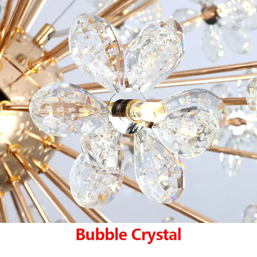lustre moderne led en cristal pissenlit boule ronde sandyha