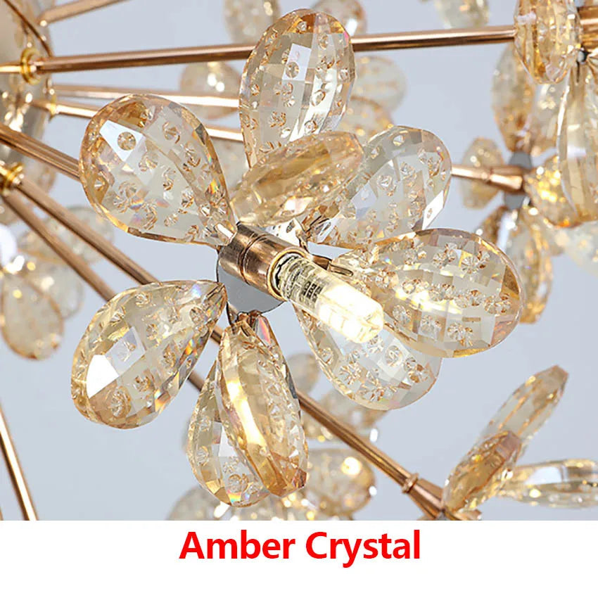 lustre moderne led en cristal pissenlit boule ronde sandyha