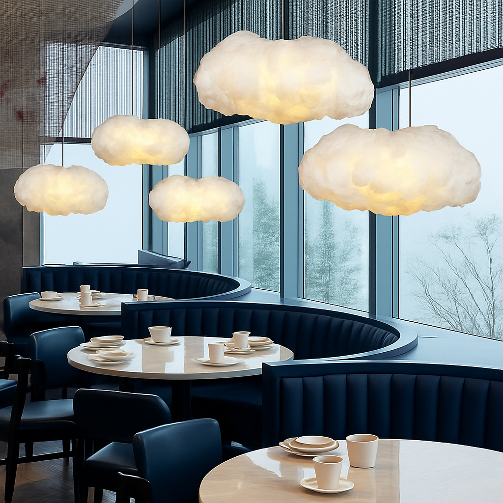 lustre moderne led en forme de nuage flottant pour restaurant