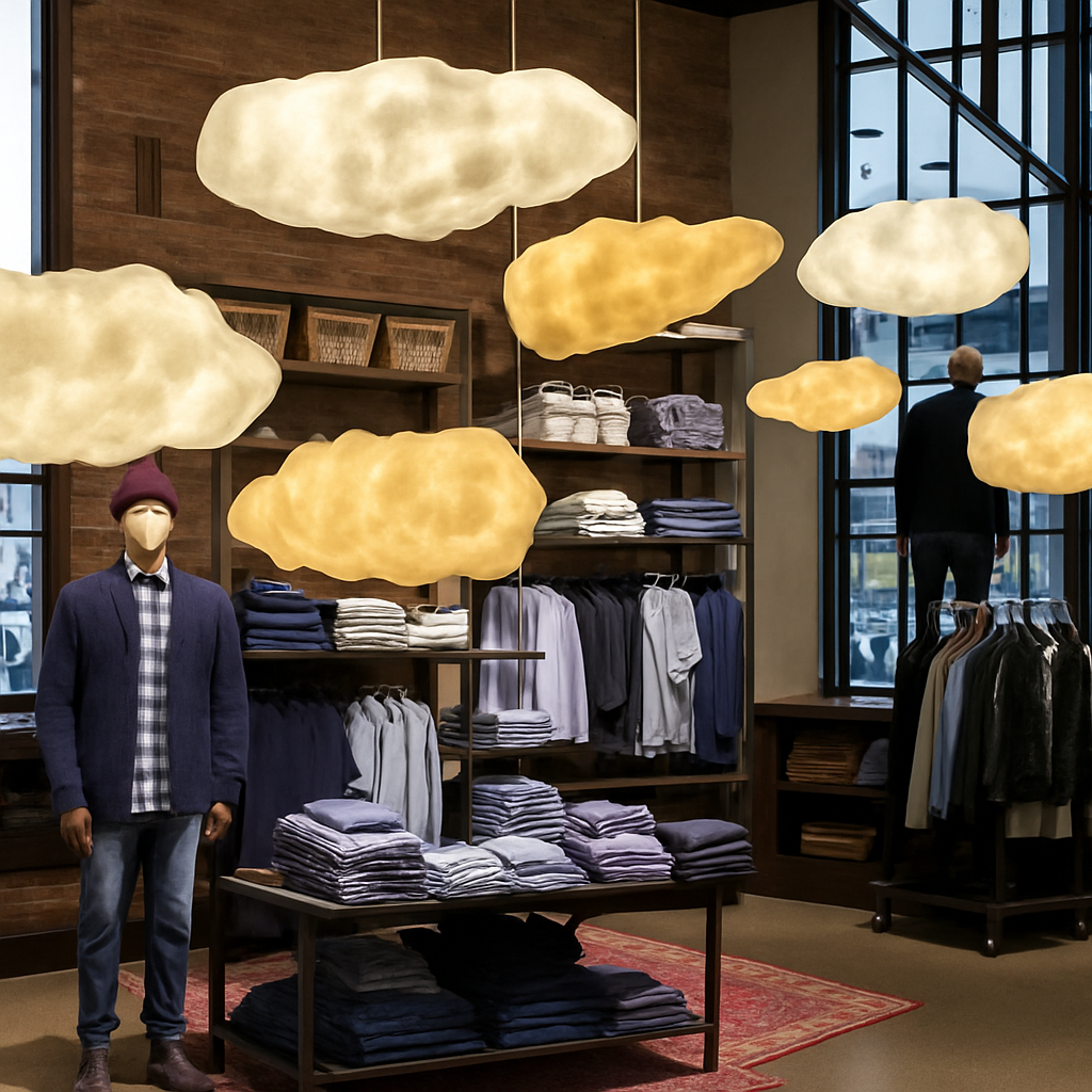 lustre moderne led en forme de nuage flottant pour restaurant