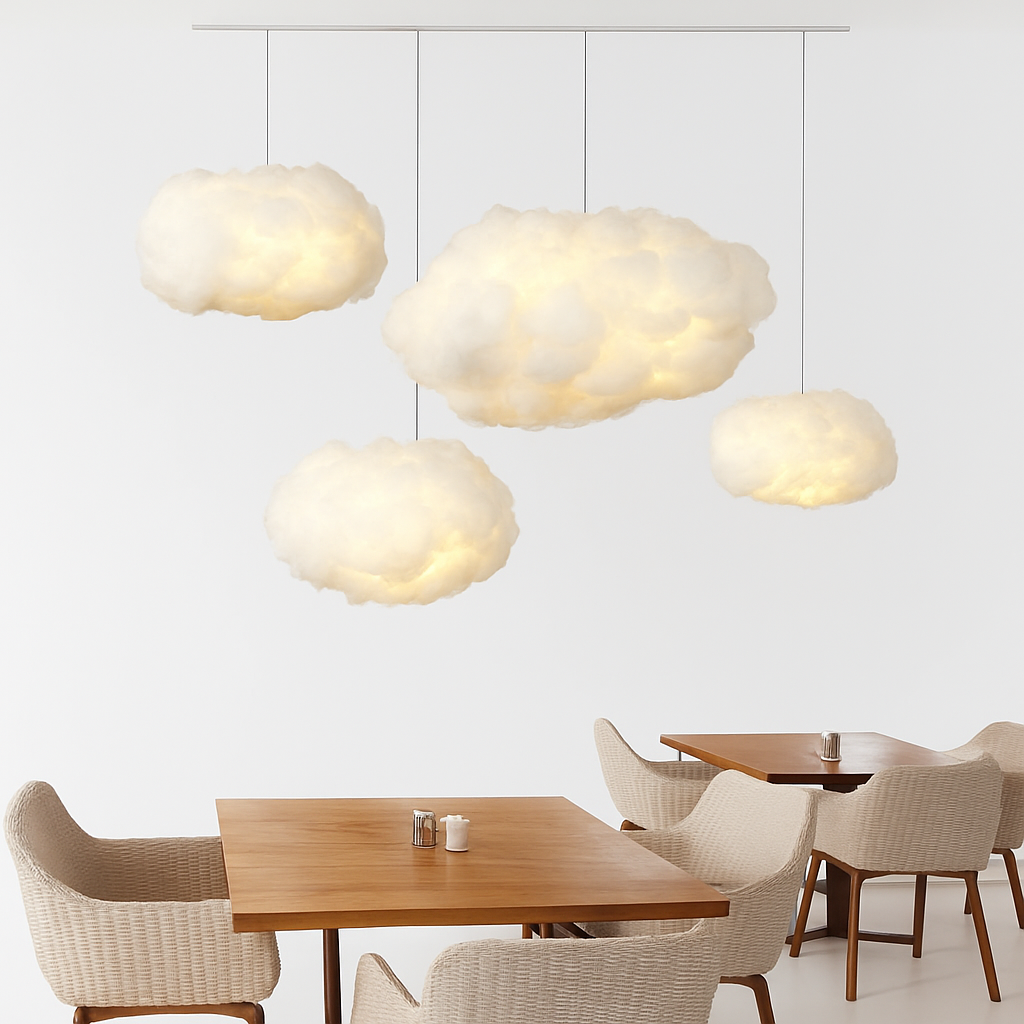 lustre moderne led en forme de nuage flottant pour restaurant