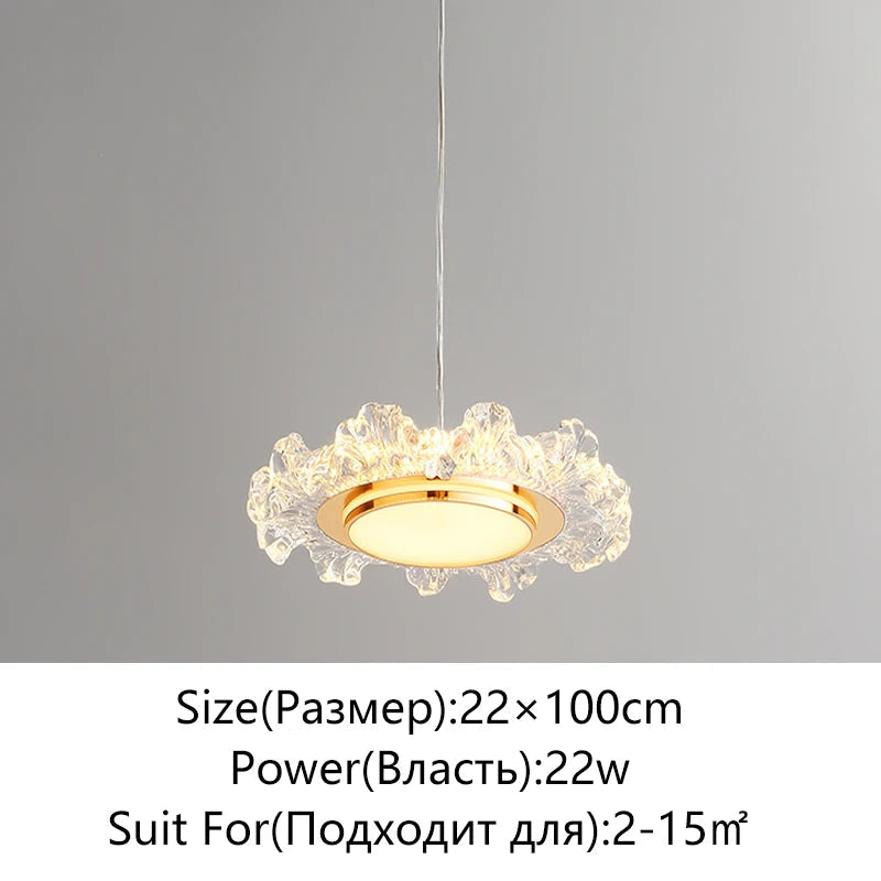 lustre moderne led en verre cristal pour décoration maison