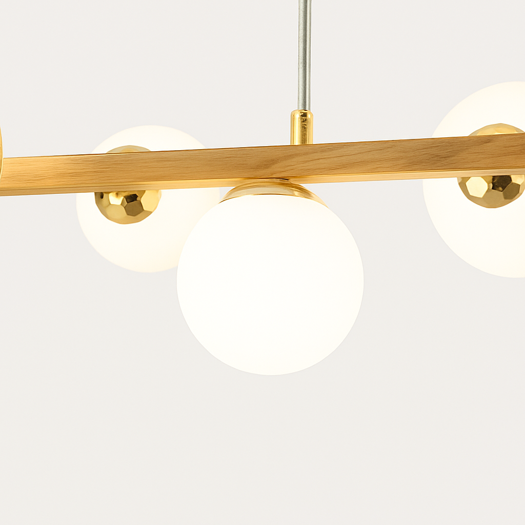 lustre moderne à led imitation fer et bois décoratif