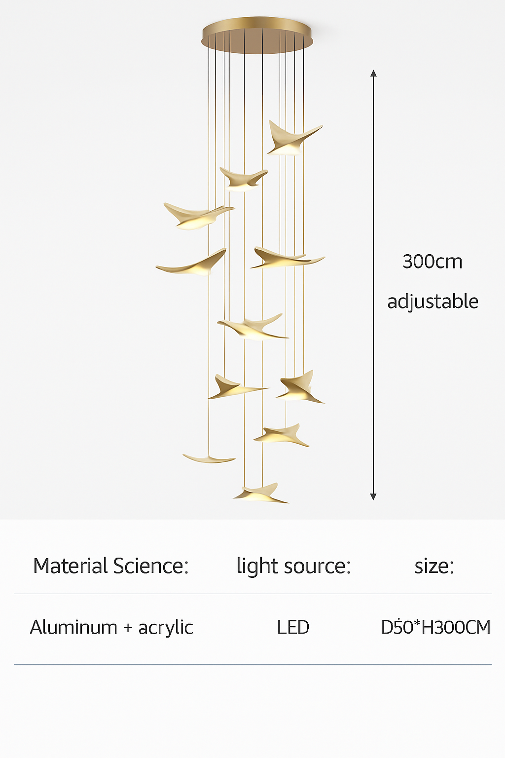 lustre moderne led mouette duplex cage d'escalier nordique