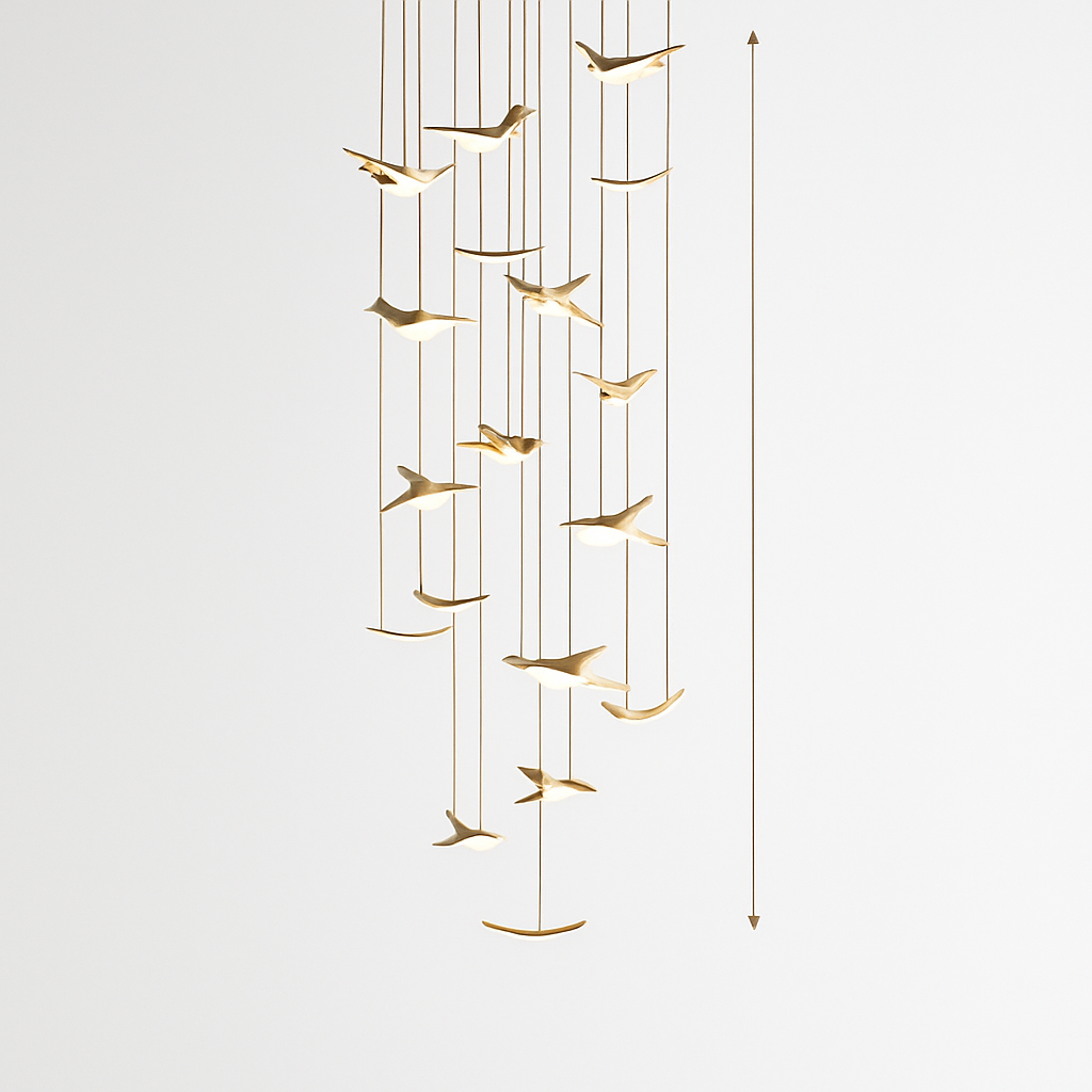 lustre moderne led mouette duplex cage d'escalier nordique