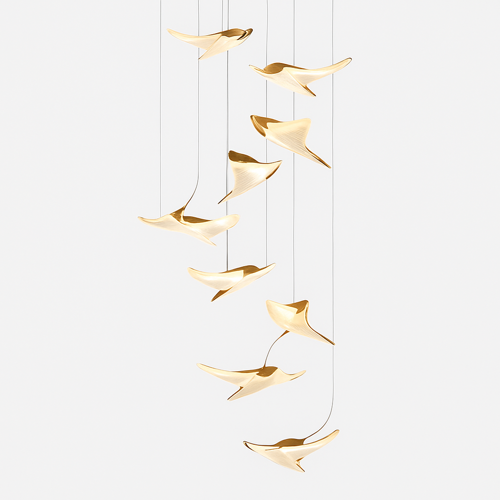 lustre moderne led mouette duplex cage d'escalier nordique