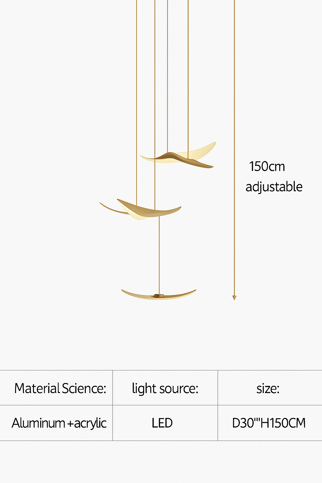 lustre moderne led mouette duplex cage d'escalier nordique