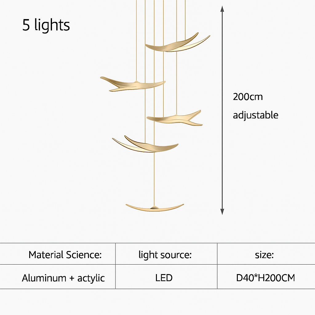 lustre moderne led mouette duplex cage d'escalier nordique