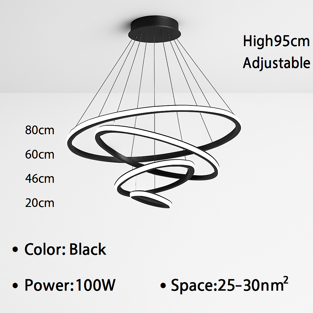 lustre moderne à LED pour décoration intérieure élégante