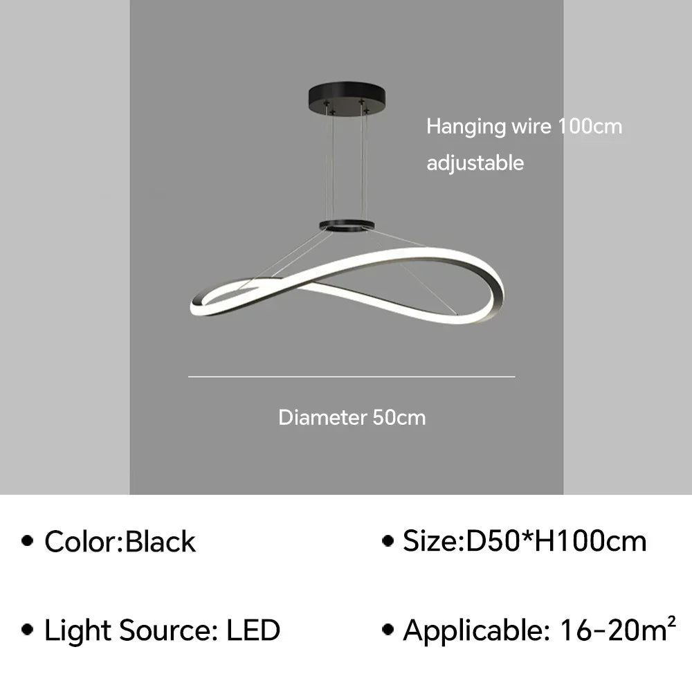 lustre moderne à led pour décoration intérieure réglable