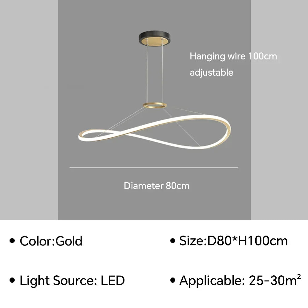 lustre moderne à led pour décoration intérieure réglable