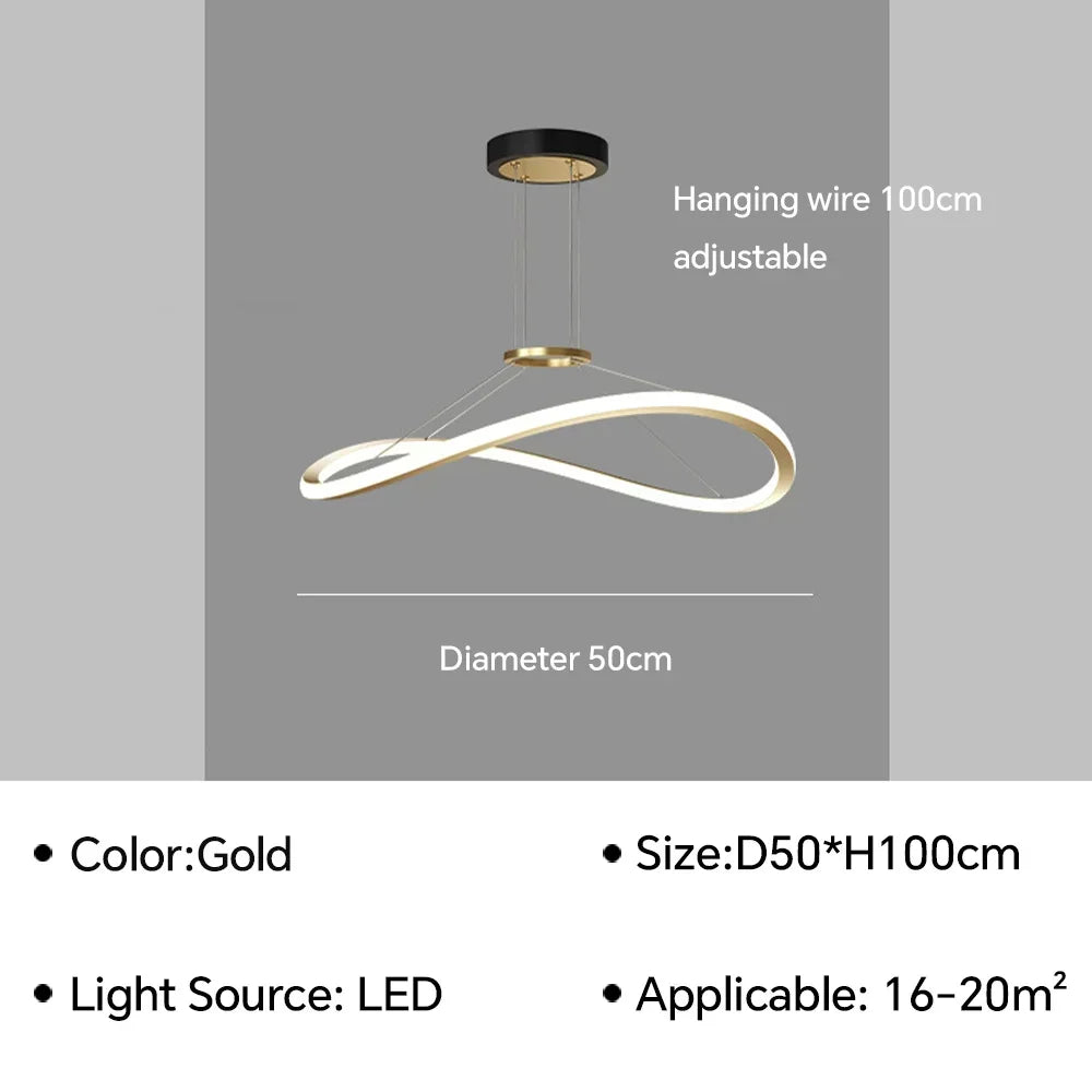 lustre moderne à led pour décoration intérieure réglable