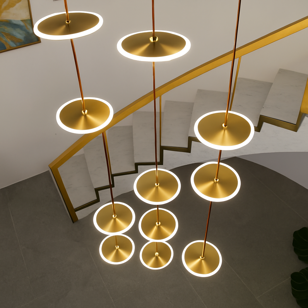lustre moderne à led pour escalier design et élégant