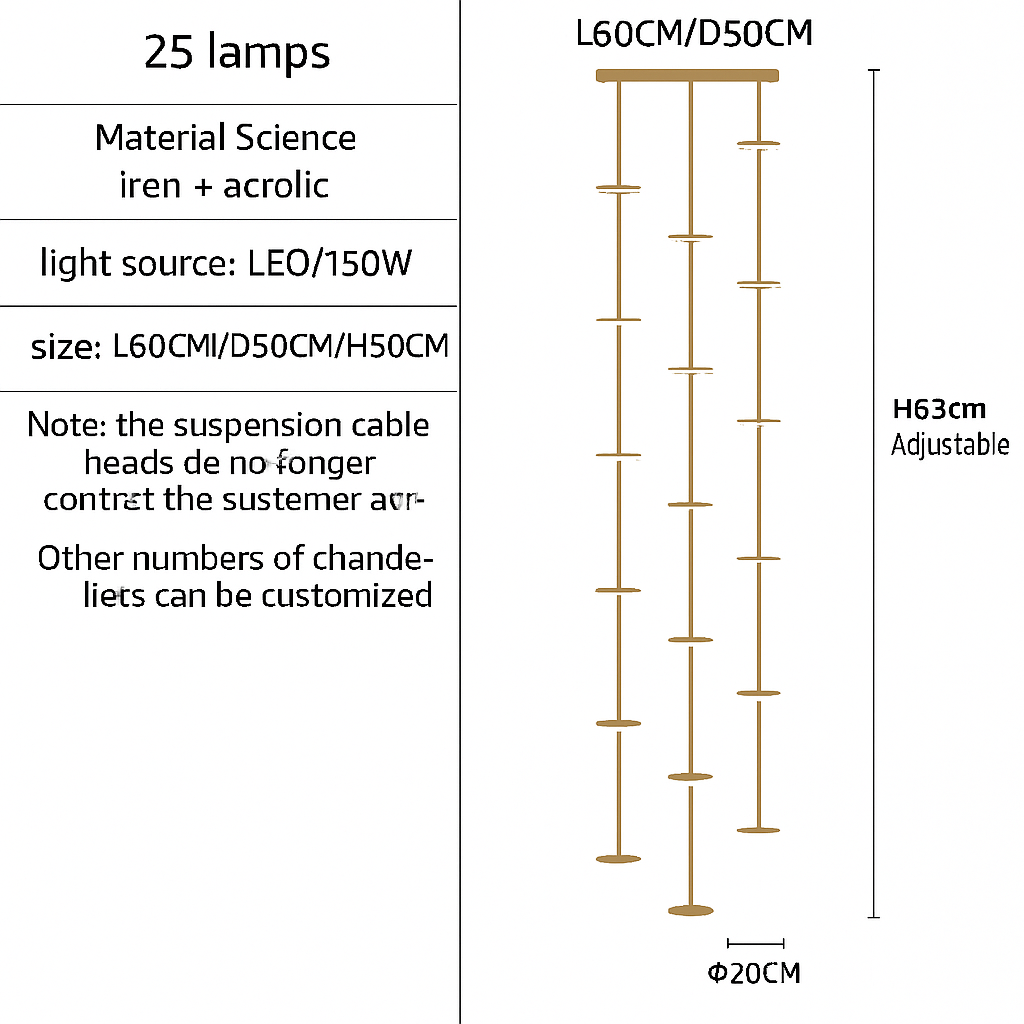 lustre moderne à led pour escalier design et élégant