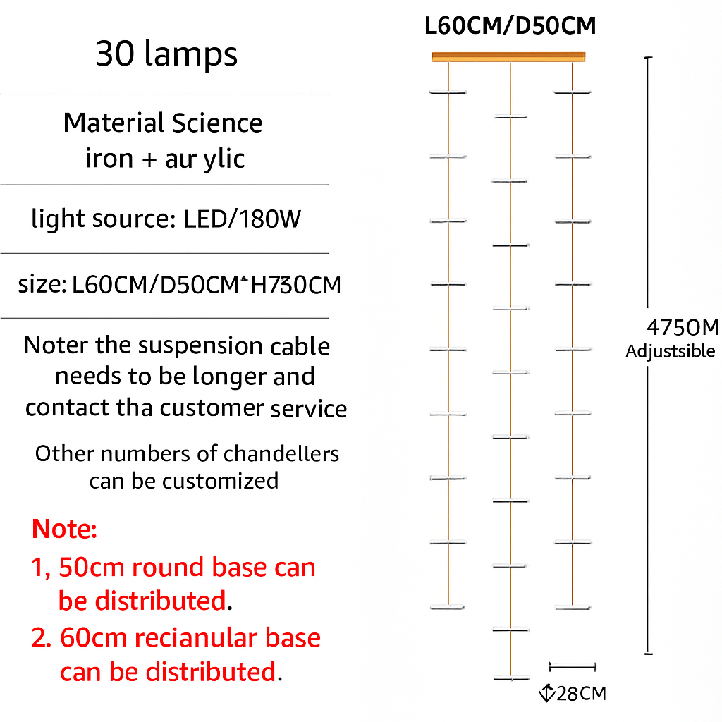 lustre moderne à led pour escalier design et élégant