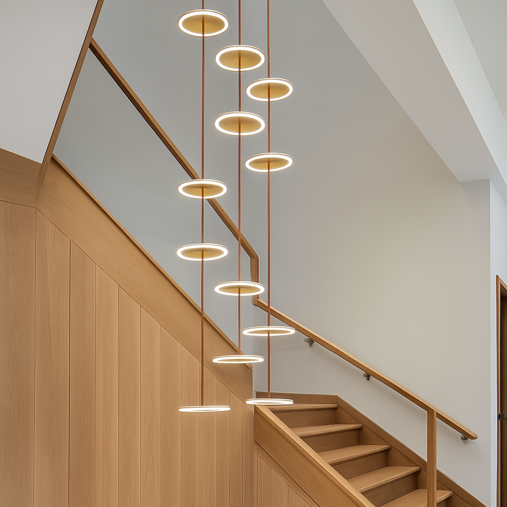 lustre moderne à led pour escalier design et élégant