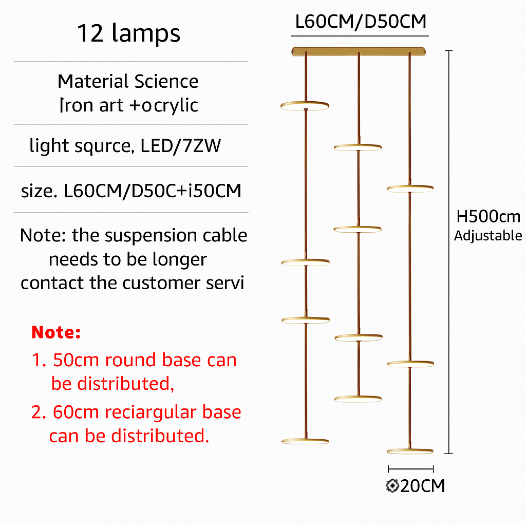 lustre moderne à led pour escalier design et élégant