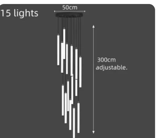 lustre moderne à led pour espaces de grande hauteur