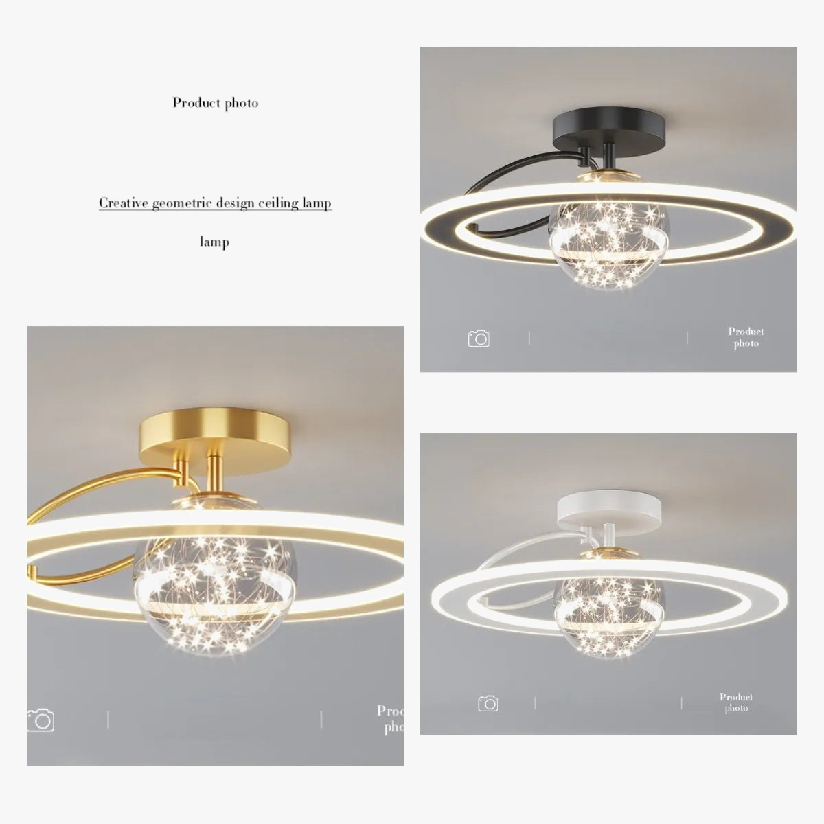 lustre moderne led sandyha avec boule de verre dorée