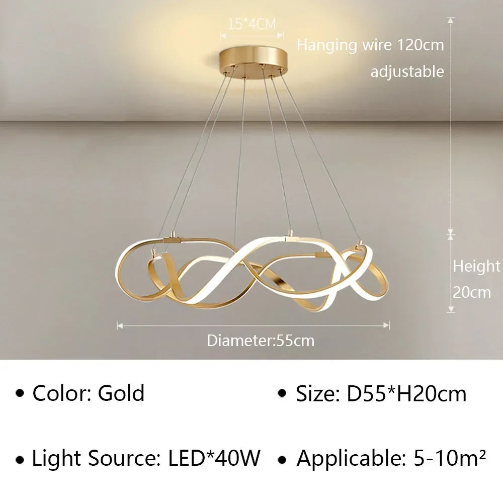 lustre moderne à leds pour décoration intérieure lumineuse