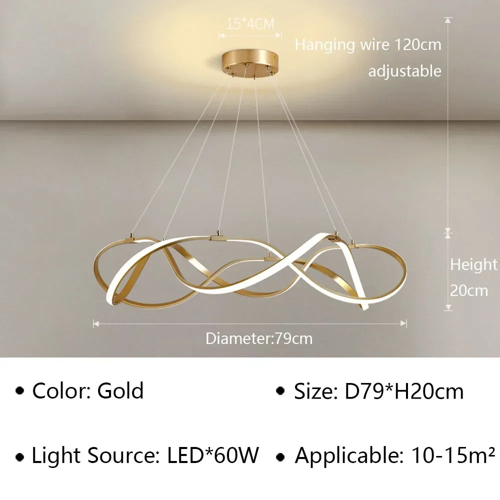 lustre moderne à leds pour décoration intérieure lumineuse