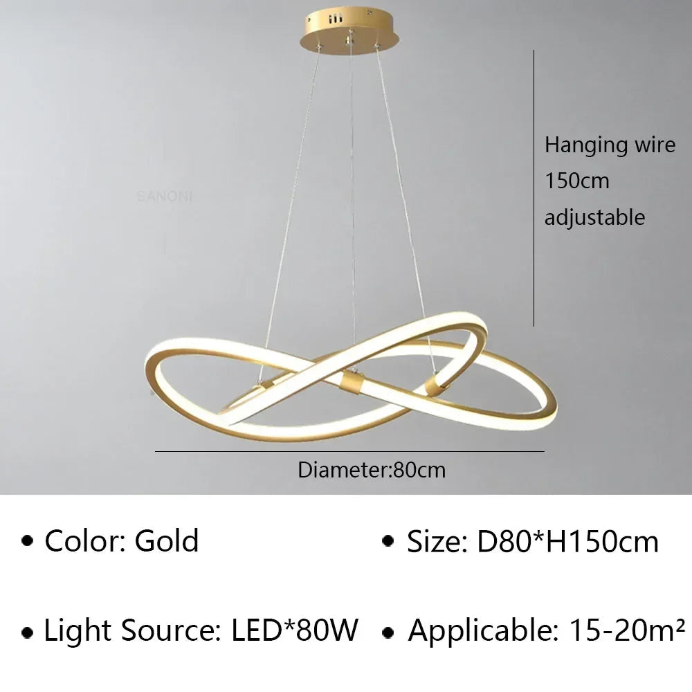lustre moderne à leds pour décoration intérieure maison